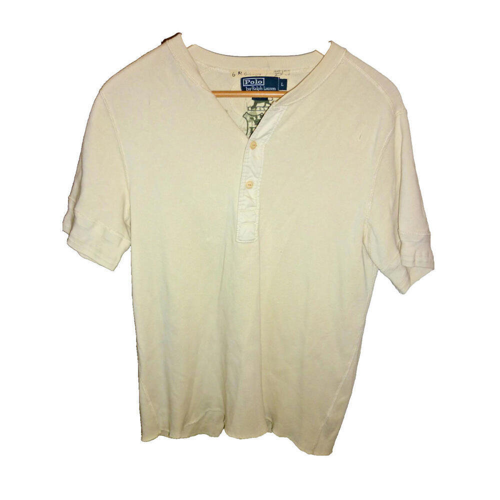 Vintage Polo Ralph Lauren Men’s R64 836 Tee Henley Ribbing Y2K Shirt Large L - Picture 8 of 9
